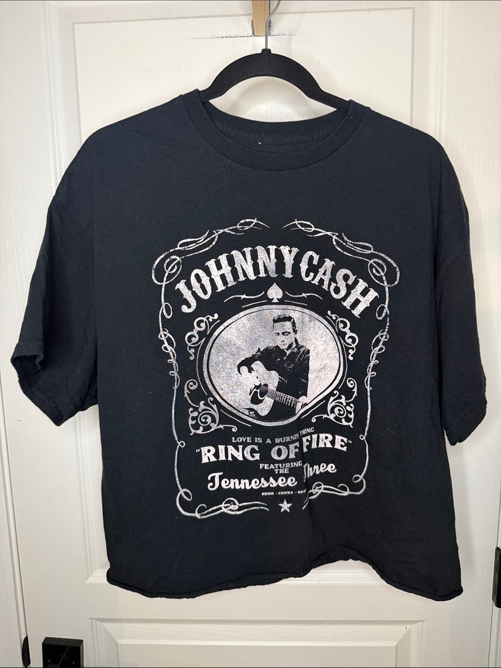 Ash Black Johnny Cash Ring of Fire Graphic Tee